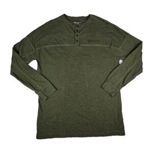 Beretta Henley Shirt Mens Medium Heathered Green Long Sleeve Cotton